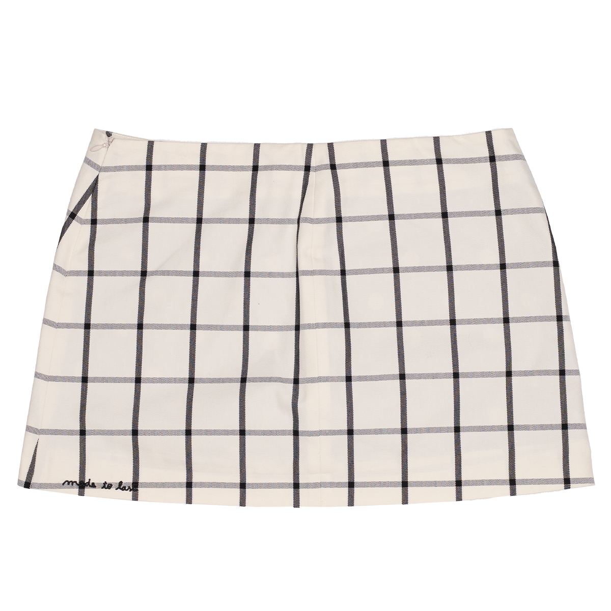Plaid skirt with black lines on a white background