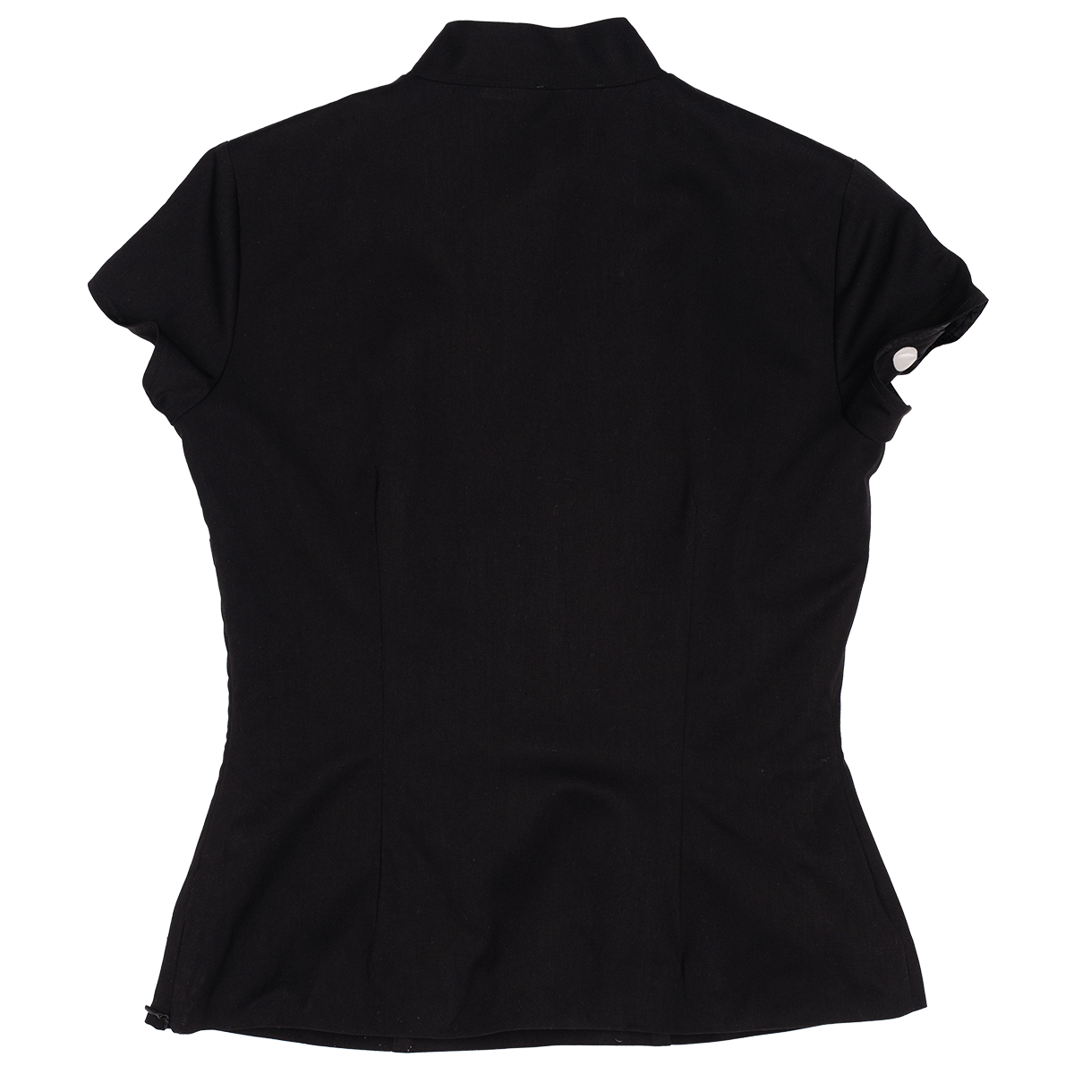 Black short-sleeve top on a white background