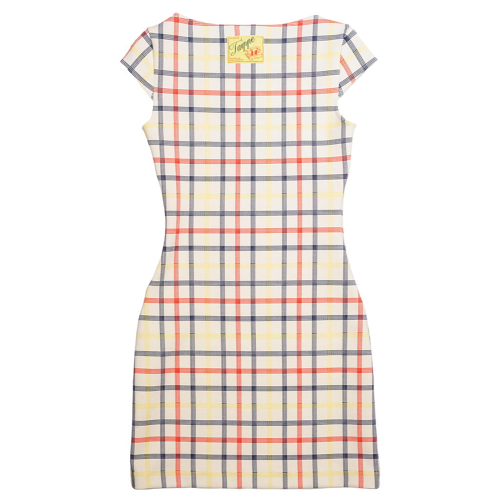 Plaid dress with a visible brand label on a white background