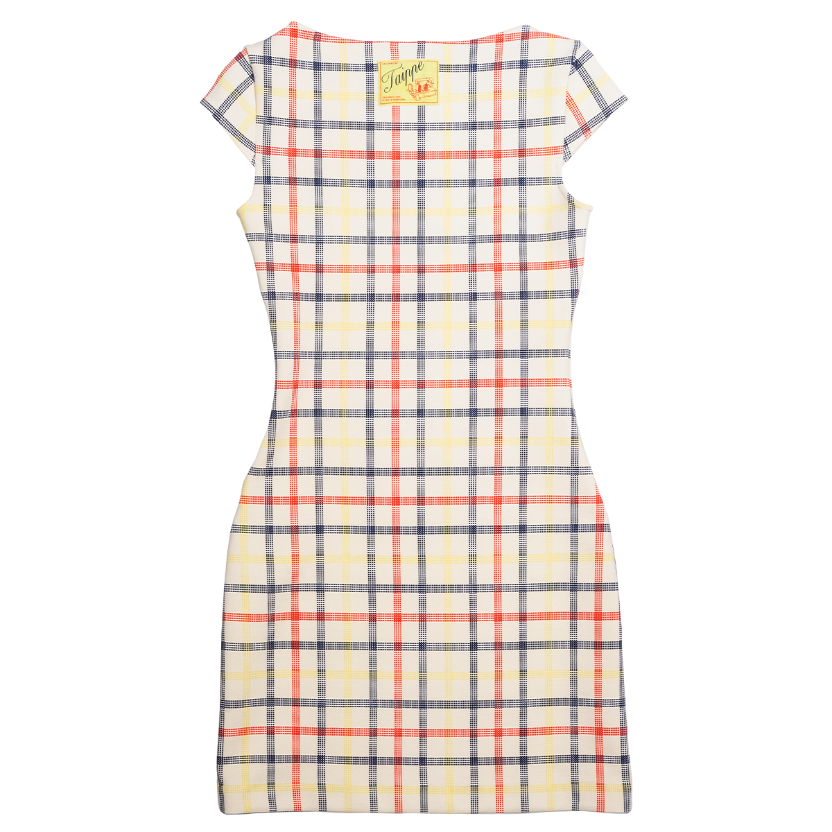 Plaid dress with a visible brand label on a white background