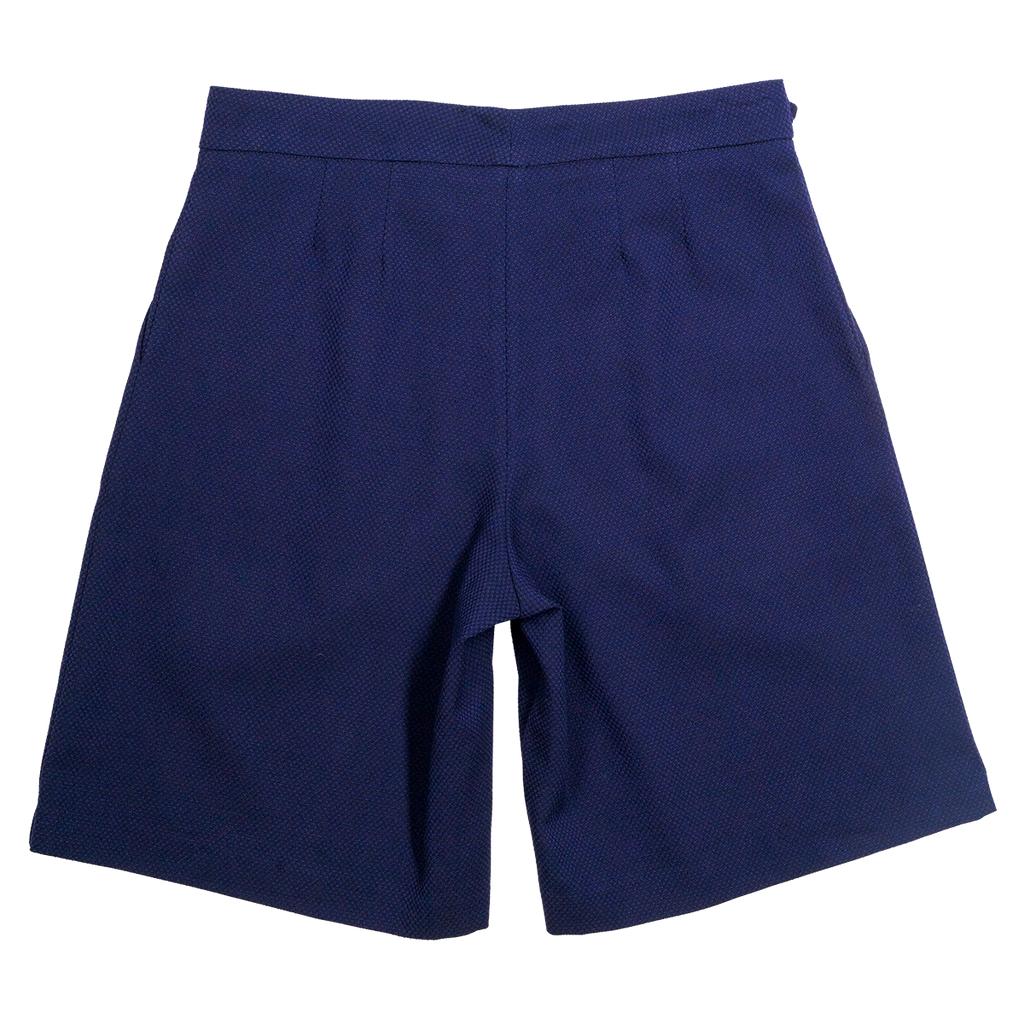 Navy blue shorts on a white background