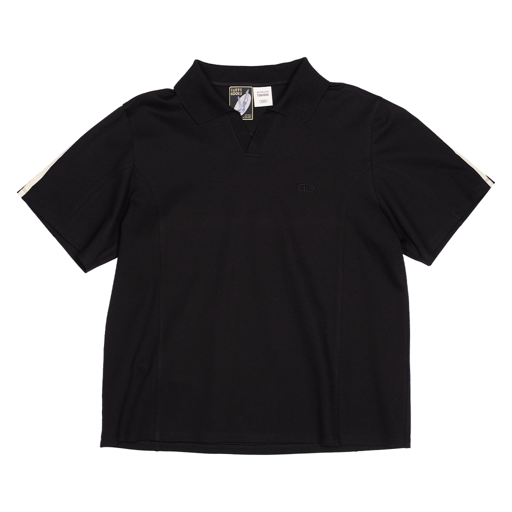 Black polo shirt on a white background