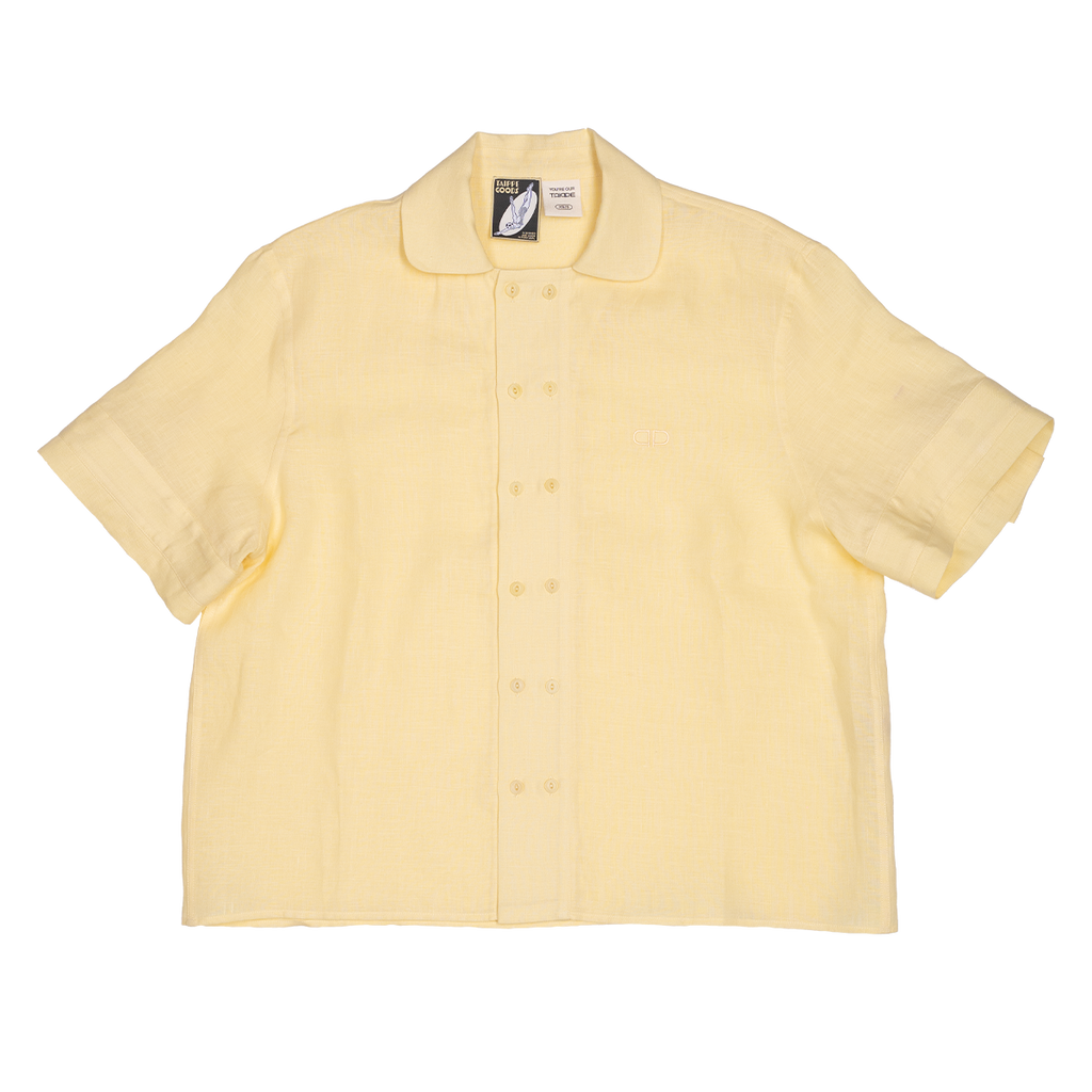 Yellow short-sleeve shirt on a white background