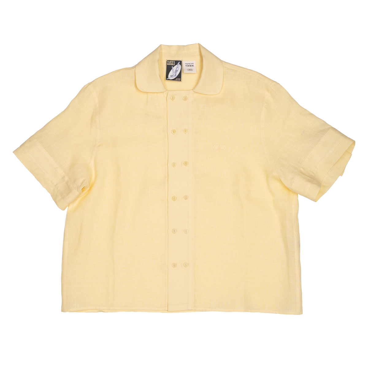 Yellow short-sleeve shirt on a white background