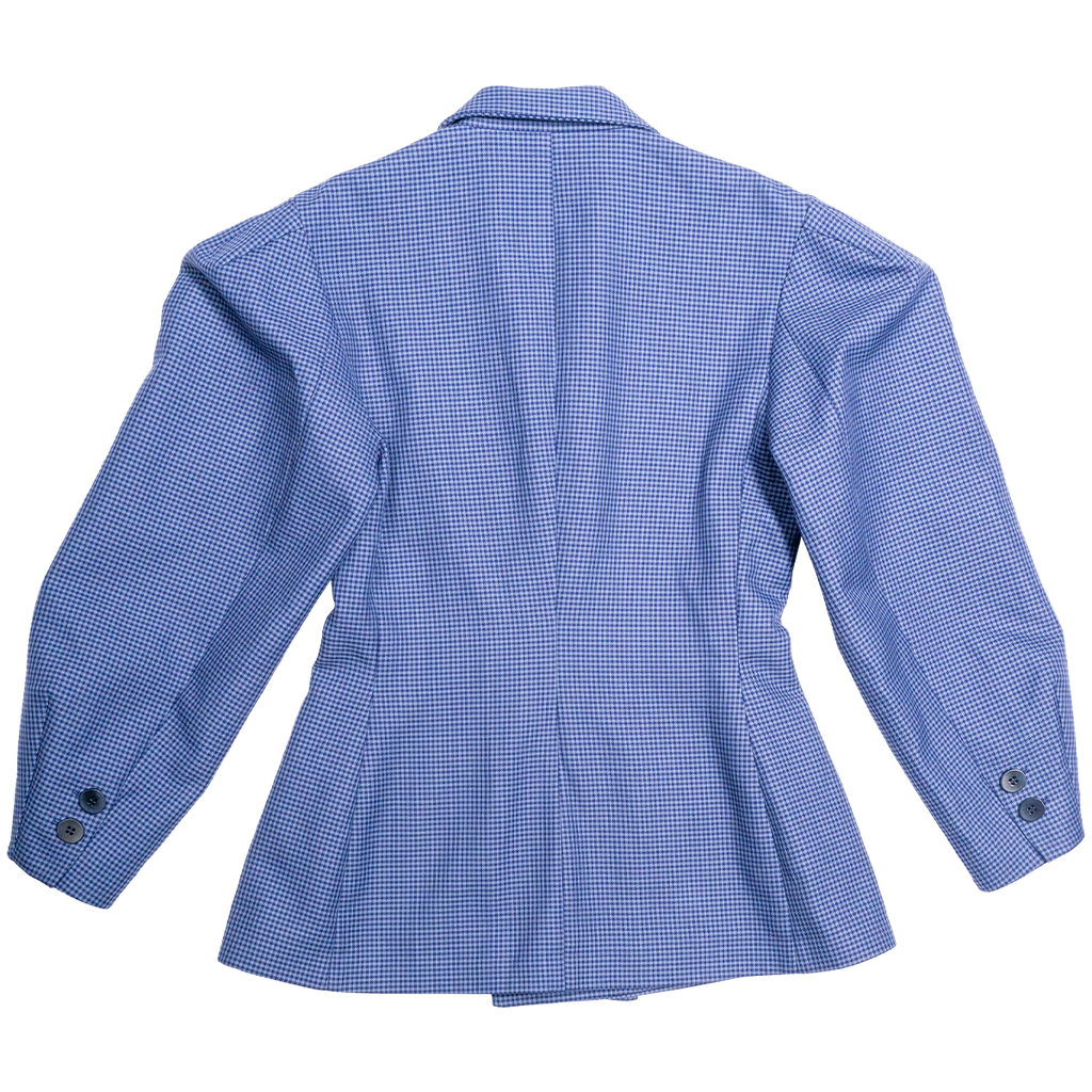 Blue checkered blazer on a white background