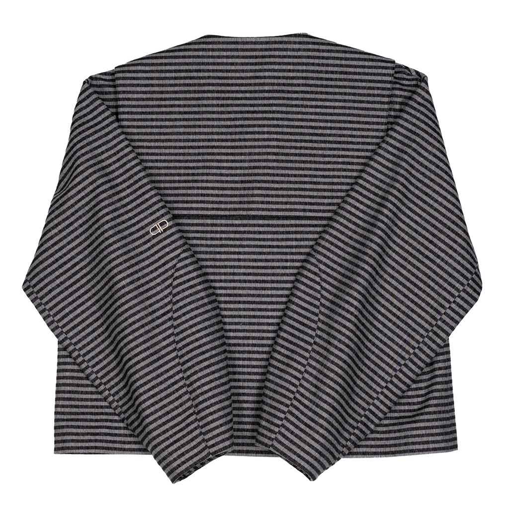 Gray striped jacket on a white background